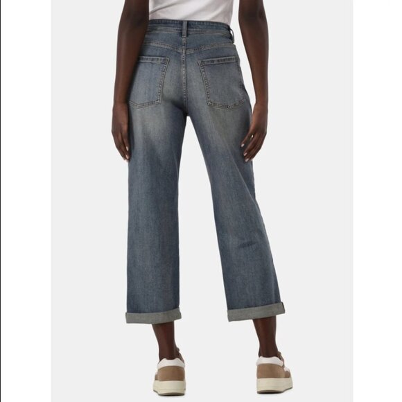 NWT Time and Tru SZ 16 Women's High Rise Relaxed Cropped Boyfriend Jeans - Picture 3 of 7